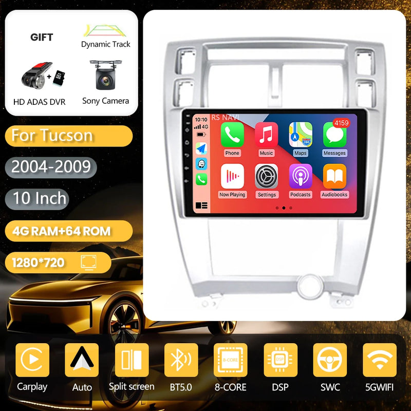 Autoradio CarPlay Hyundai Tucson (2004-2009) – Écran 10 pouces, jusqu'à 16 Go + 256 Go, vue 30