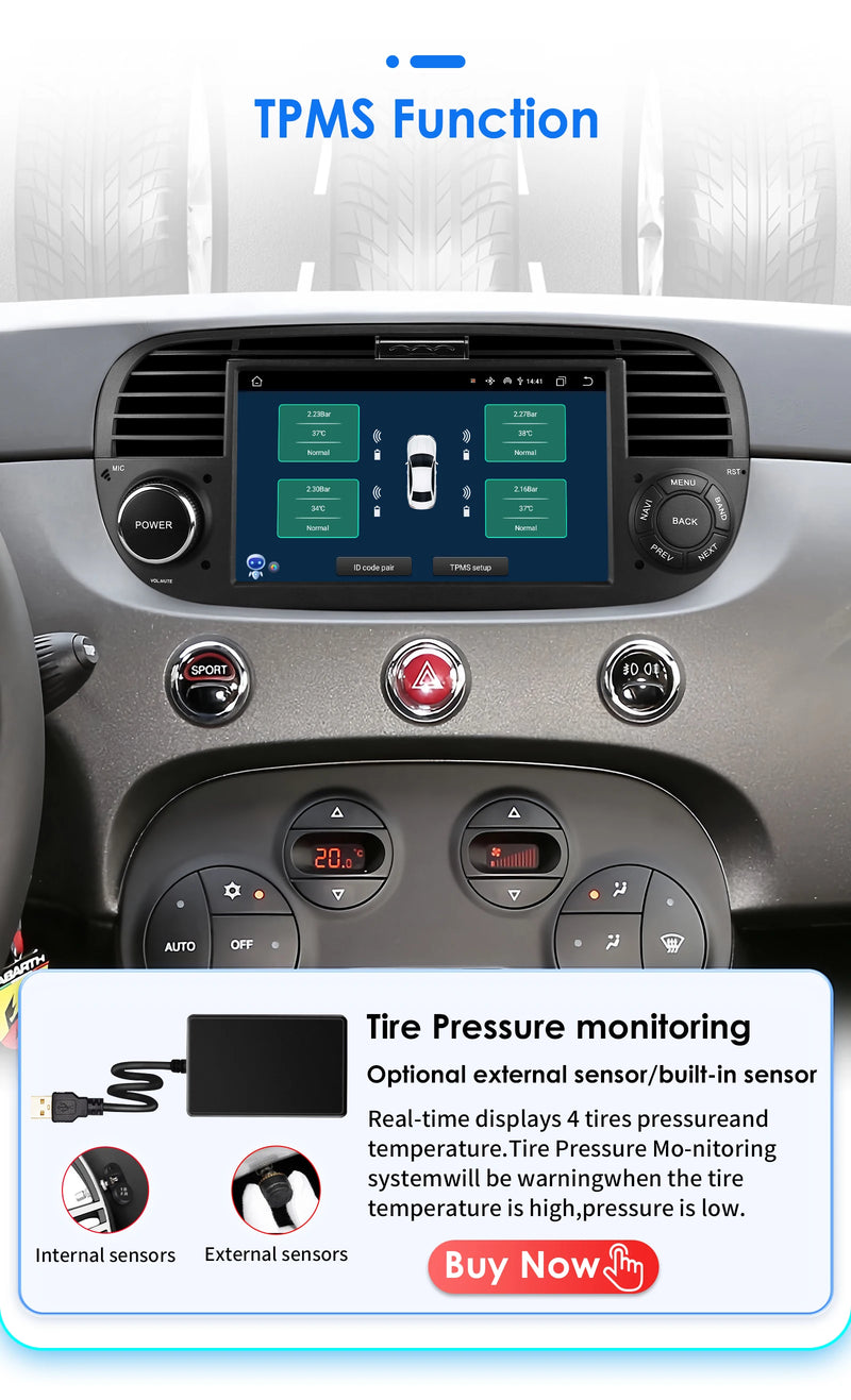 Autoradio CarPlay Fiat 500 (2007-2015) – Écran 7 pouces, 8 cœurs, jusqu'à 8 Go + 128 Go, vue 33