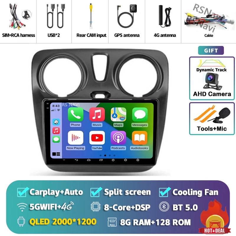Autoradio CarPlay Renault Lodgy et Dacia Dokker (2012-2021) – Écran 9 pouces, Android 16, vue 18