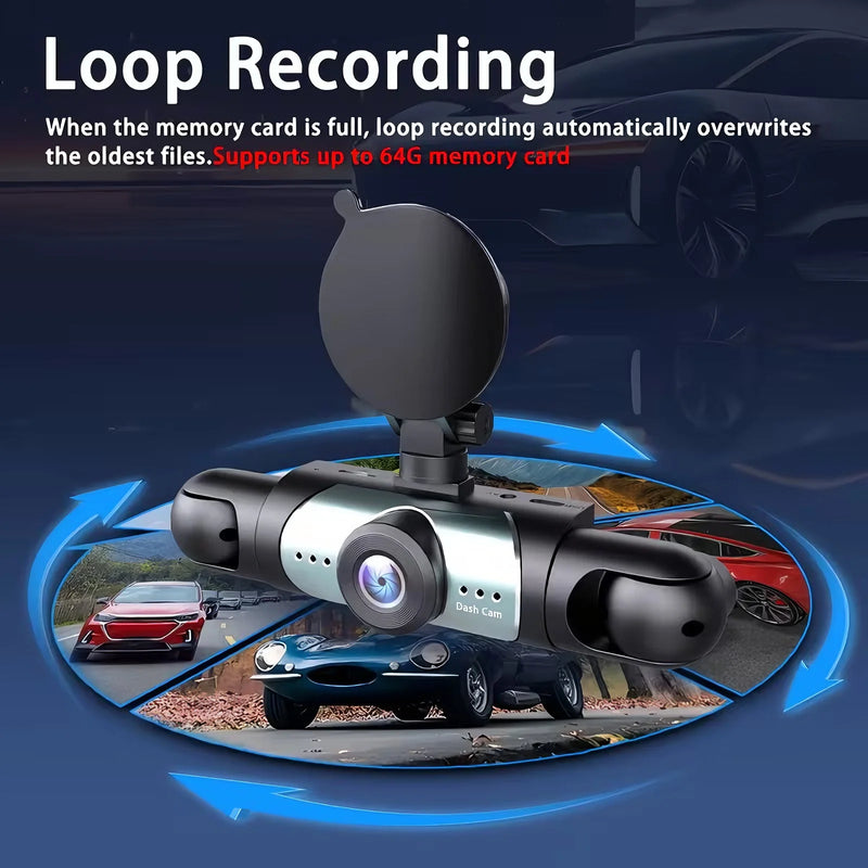 Dashcam 3 ou 4 Caméras – Avant 1080P, Côtés Orientables et Arrière, Mode Parking, vue 19