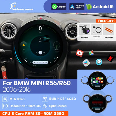 MINI Cooper R56 R60 Autoradio Android 15 CarPlay GPS