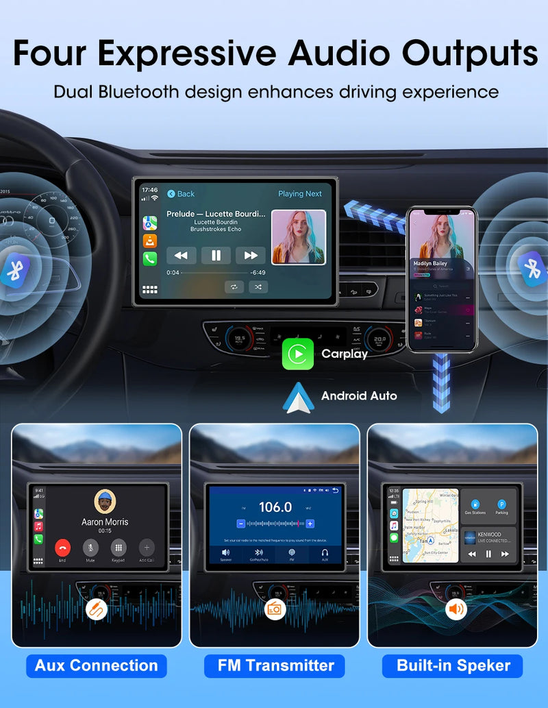 Écran CarPlay Universel Sans Fil 7, 8 ou 9 Pouces – Support Magnétique et Ventouse, vue 19
