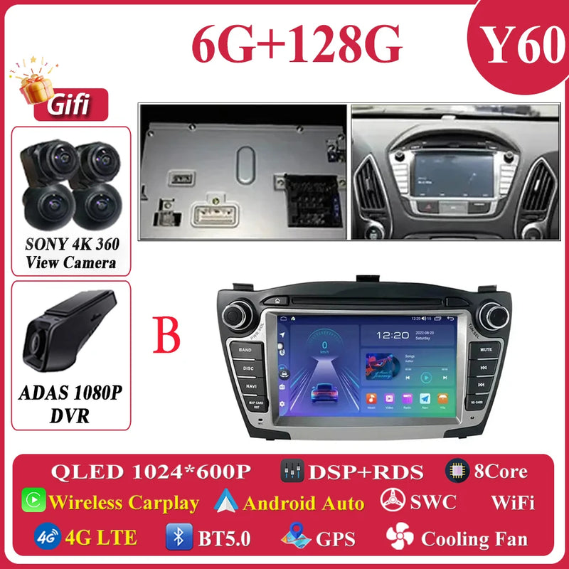 Autoradio CarPlay Hyundai ix35 (2009-2015) – Écran 7 pouces à boutons, jusqu'à 8 Go + 256 Go, vue 32