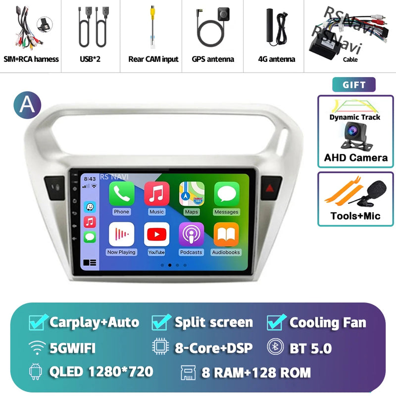 Autoradio CarPlay Peugeot 301 et Citroën C-Elysée (2012-2016) – Écran QLED, Android 16, vue 30