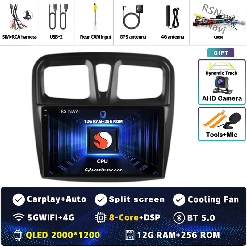 Autoradio CarPlay Dacia Sandero et Logan 2 (2014-2019) – Écran 9 pouces, jusqu'à 12 Go + 256 Go, vue 25
