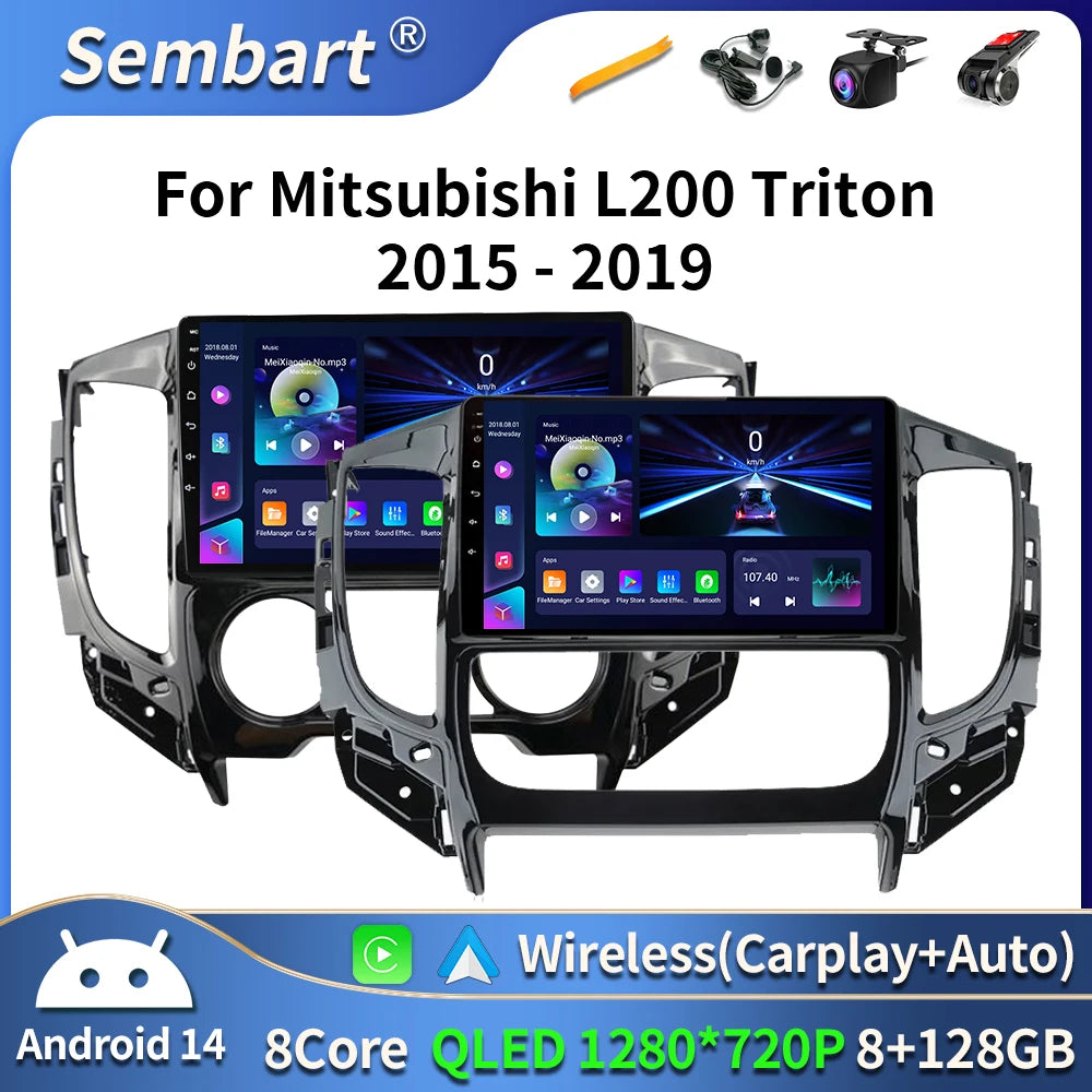 Autoradio CarPlay Mitsubishi L200, Pajero Sport et Triton (2015-2019) – Écran 9 pouces, jusqu'à 8 Go + 128 Go
