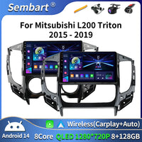 Autoradio CarPlay Mitsubishi L200, Pajero Sport et Triton (2015-2019) – Écran 9 pouces, jusqu'à 8 Go + 128 Go