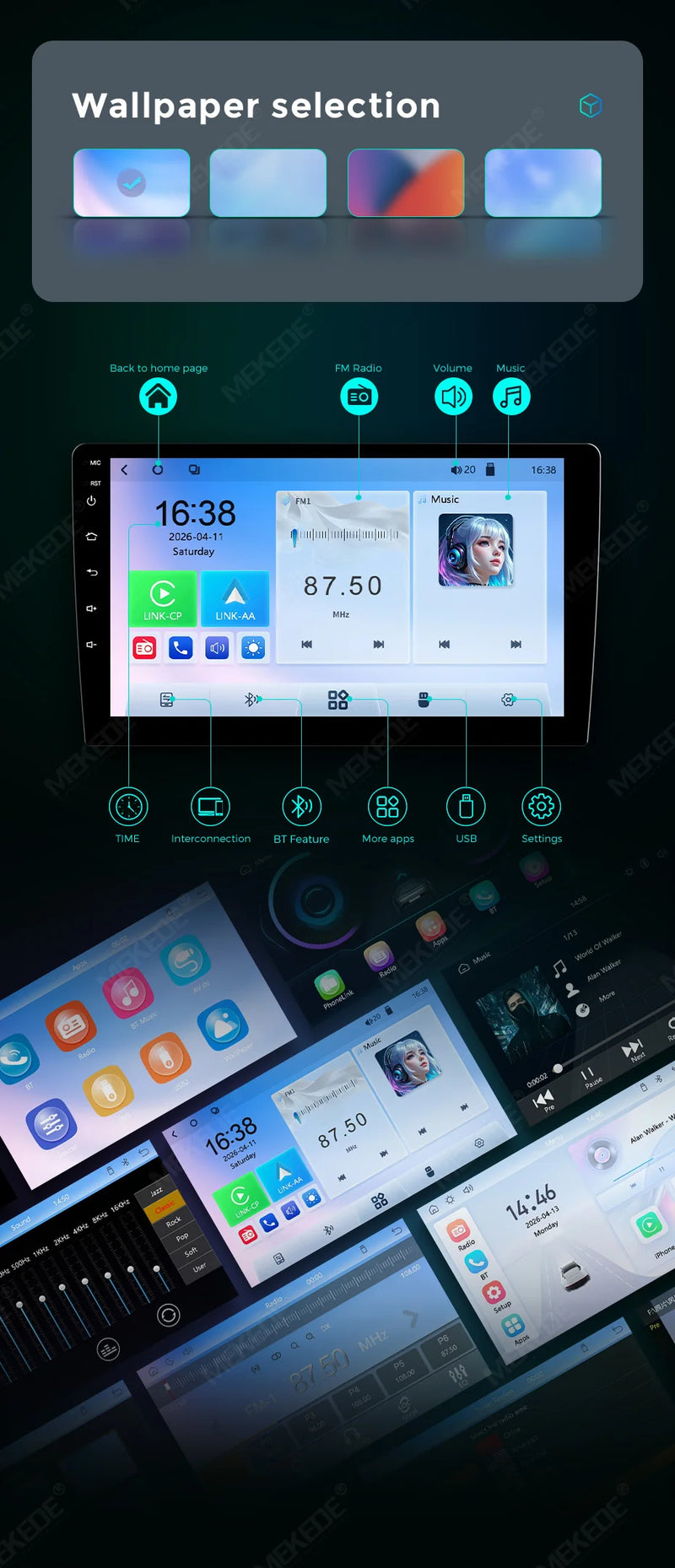 Autoradio CarPlay 2 DIN Universel – Écran 9 ou 10 Pouces, Sans Fil, Linux, vue 19