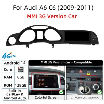 Autoradio Android pour Audi A6 C6 Q7 4L DSP MMI