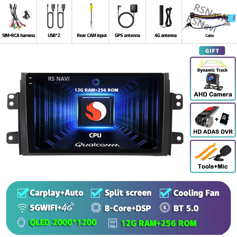 Autoradio CarPlay Suzuki SX4 (2006-2013) – Écran 9 pouces sans fil, jusqu'à 12 Go + 256 Go, vue 46