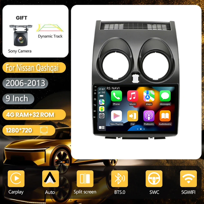 Autoradio CarPlay Nissan Qashqai J10 (2006-2013) – Écran 9 pouces, jusqu'à 16 Go + 256 Go, vue 13
