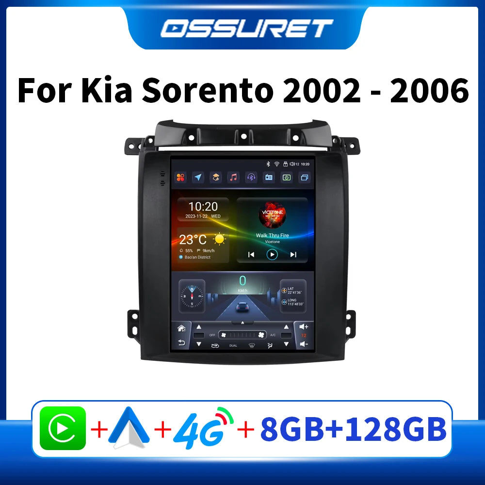 Autoradio CarPlay Kia Sorento BL (2002-2006) – Écran vertical 9,7 pouces