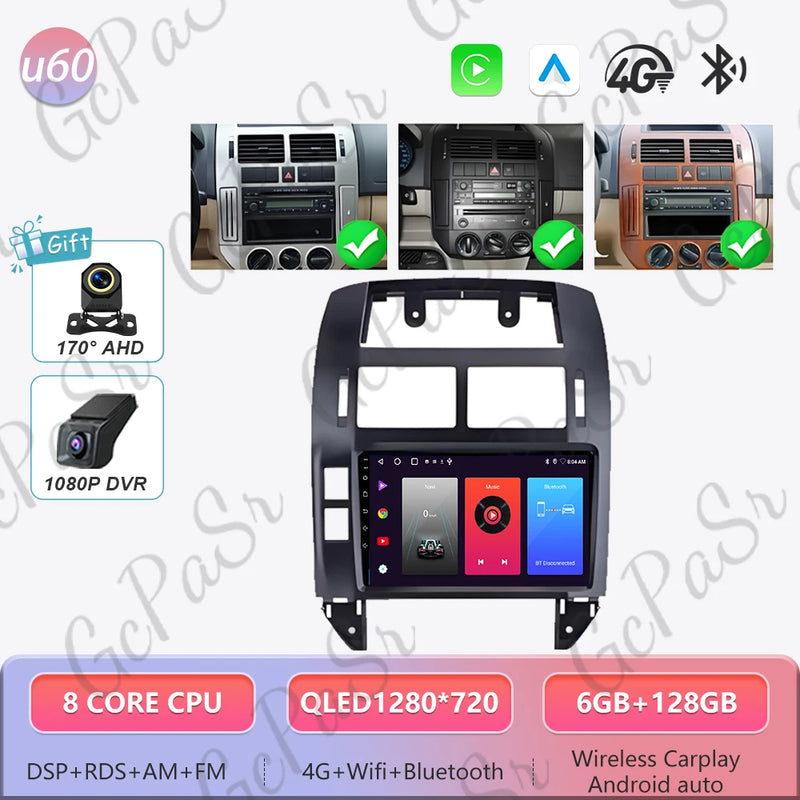 Autoradio CarPlay Volkswagen Polo 4 (2004-2009) – Écran 9 pouces, cadre noir ou argent, vue 32