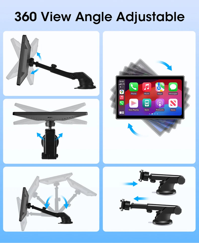 Écran CarPlay Universel Sans Fil 7, 8 ou 9 Pouces – Support Magnétique et Ventouse, vue 24