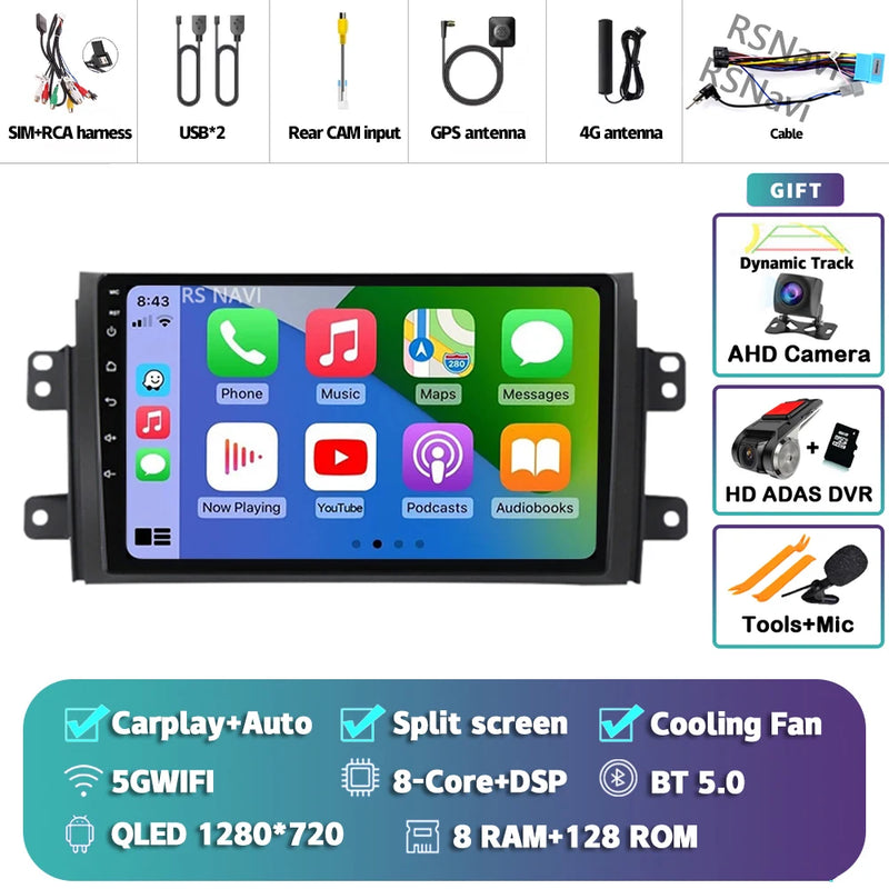 Autoradio CarPlay Suzuki SX4 (2006-2013) – Écran 9 pouces sans fil, jusqu'à 12 Go + 256 Go, vue 37