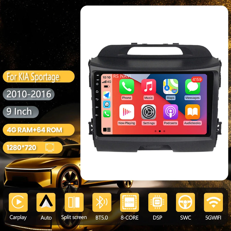Autoradio CarPlay Kia Sportage 3 (2010-2016) – Écran 9 pouces, jusqu'à 16 Go + 256 Go, vue 16