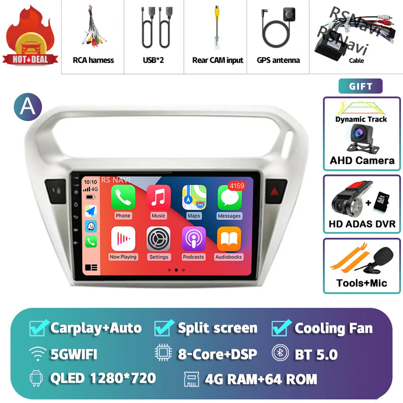Autoradio CarPlay Peugeot 301 et Citroën C-Elysée (2012-2016) – Écran QLED, Android 16, vue 42