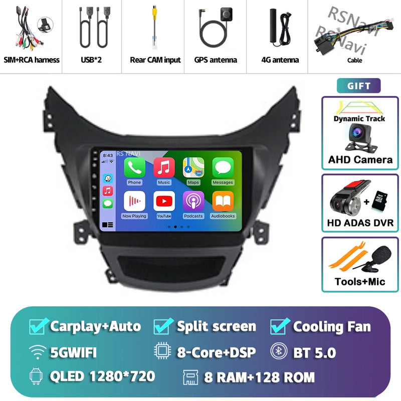 Autoradio CarPlay Hyundai Elantra (2012-2015) – Écran 9 pouces sans fil, jusqu'à 16 Go + 512 Go, vue 41