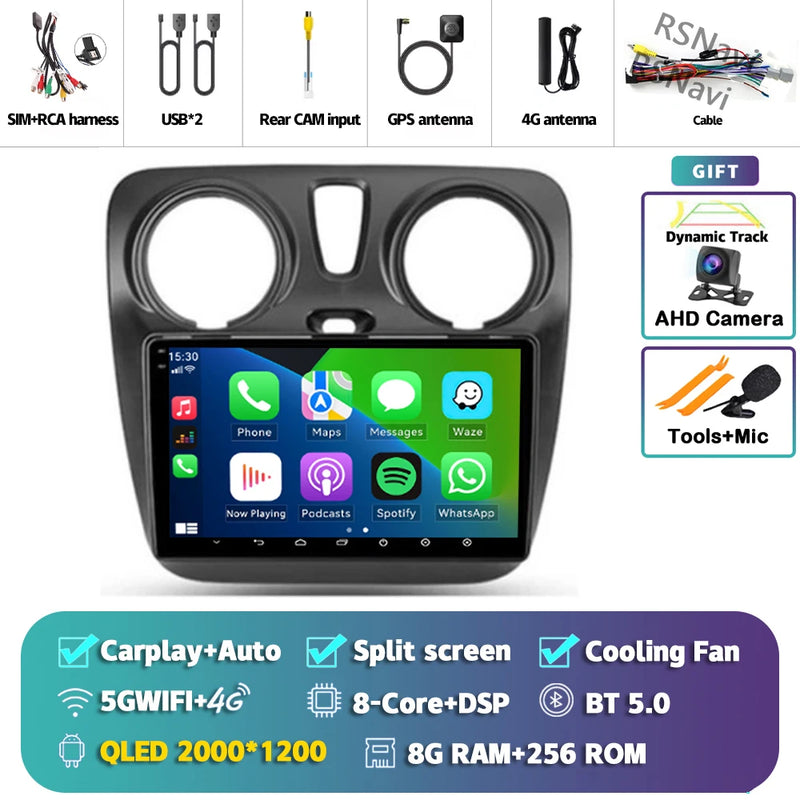 Autoradio CarPlay Renault Lodgy et Dacia Dokker (2012-2021) – Écran 9 pouces, Android 16, vue 12