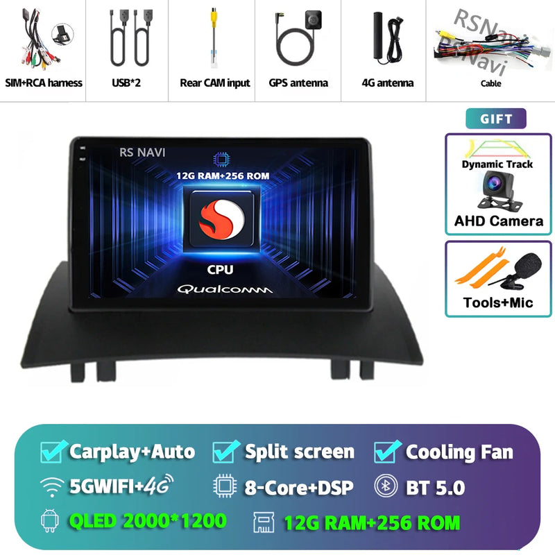 Autoradio CarPlay Renault Mégane 2 (2002-2009) – Écran 9 pouces, jusqu'à 16 Go + 512 Go, vue 40