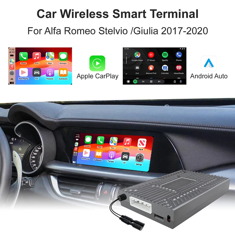 Boîtier CarPlay Alfa Romeo Giulia et Stelvio (2017-2020) – Écran d'origine conservé, vue 2