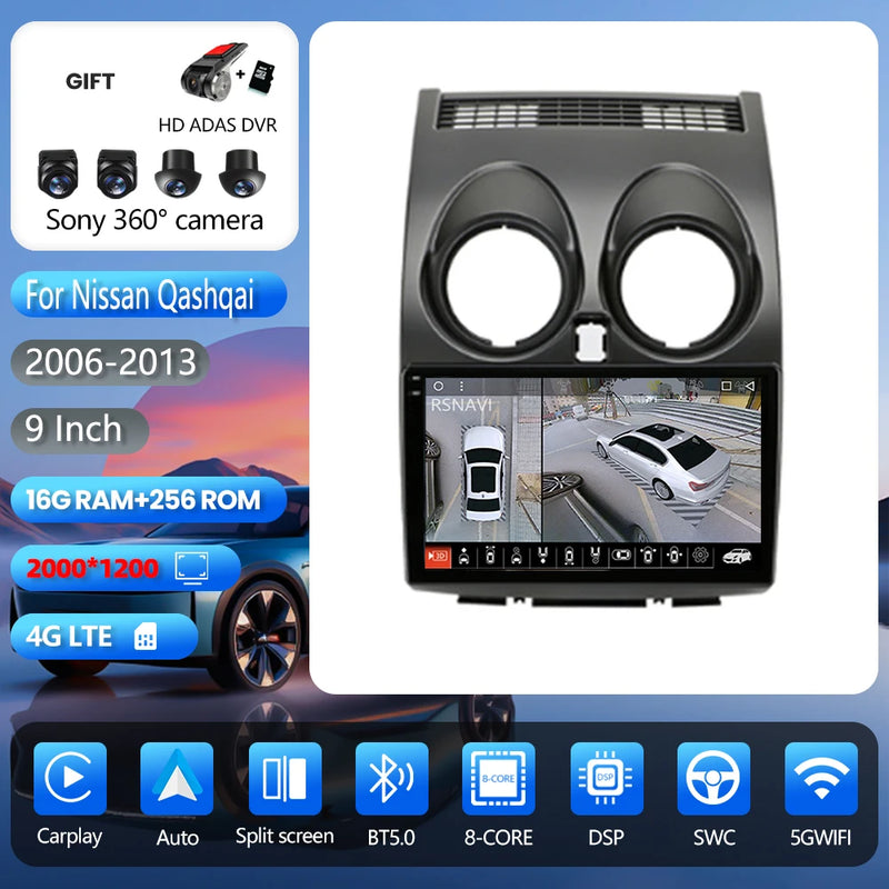 Autoradio CarPlay Nissan Qashqai J10 (2006-2013) – Écran 9 pouces, jusqu'à 16 Go + 256 Go, vue 22