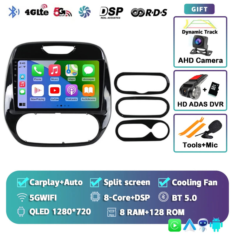 Autoradio CarPlay Renault Captur (2016-2019) – Écran 9 pouces, Android 16, vue 9