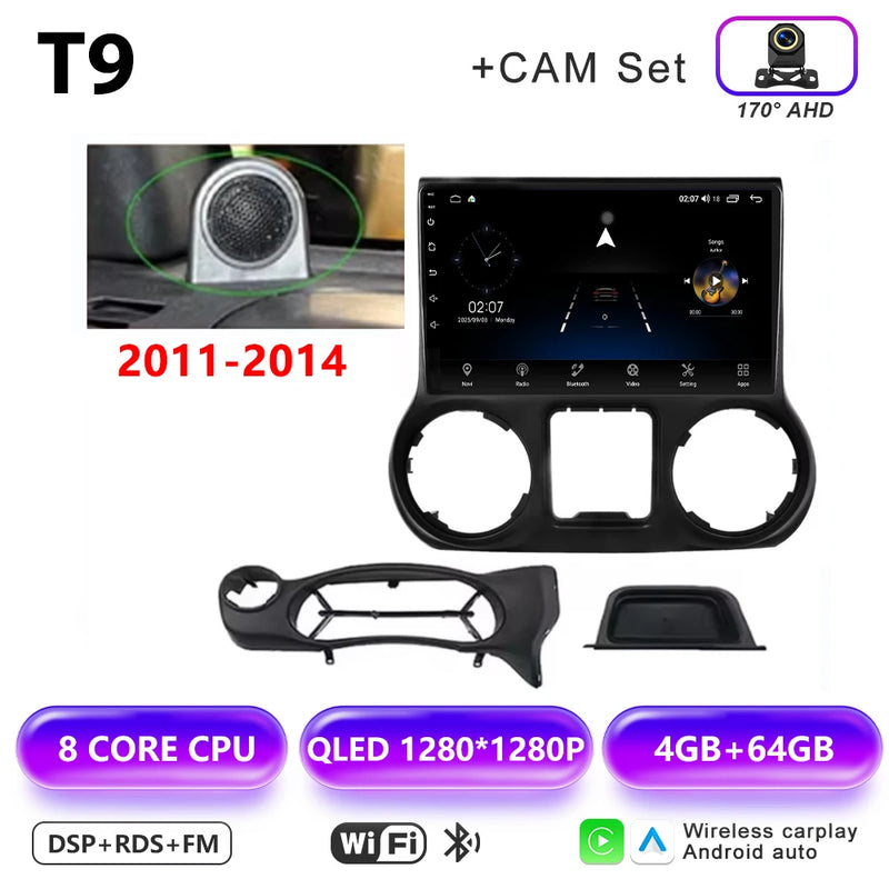 Autoradio CarPlay Jeep Wrangler JK (2011-2018) – Écran 9 pouces sans fil, jusqu'à 12 Go + 256 Go, vue 15