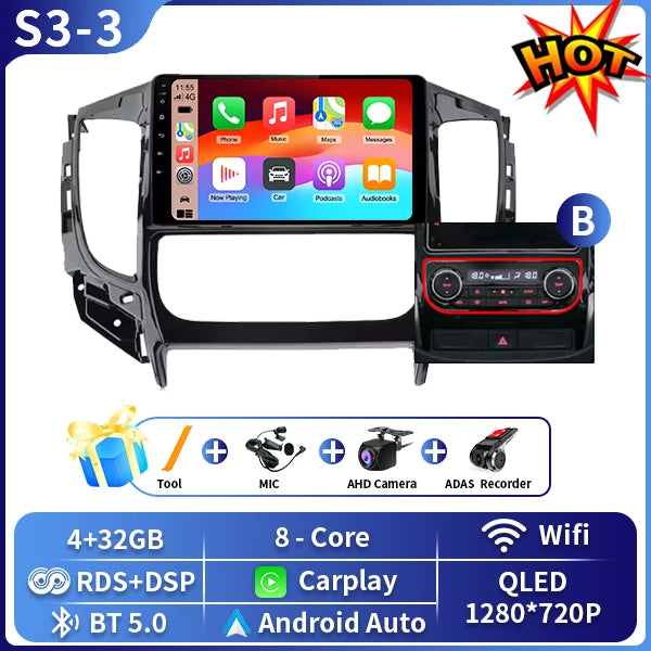 Autoradio CarPlay Mitsubishi L200, Pajero Sport et Triton (2015-2019) – Écran 9 pouces, jusqu'à 8 Go + 128 Go, vue 25