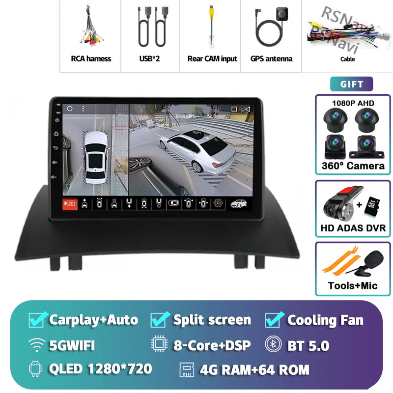 Autoradio CarPlay Renault Mégane 2 (2002-2009) – Écran 9 pouces, jusqu'à 16 Go + 512 Go, vue 34