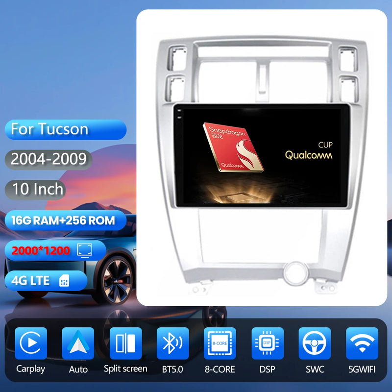Autoradio CarPlay Hyundai Tucson (2004-2009) – Écran 10 pouces, jusqu'à 16 Go + 256 Go, vue 33