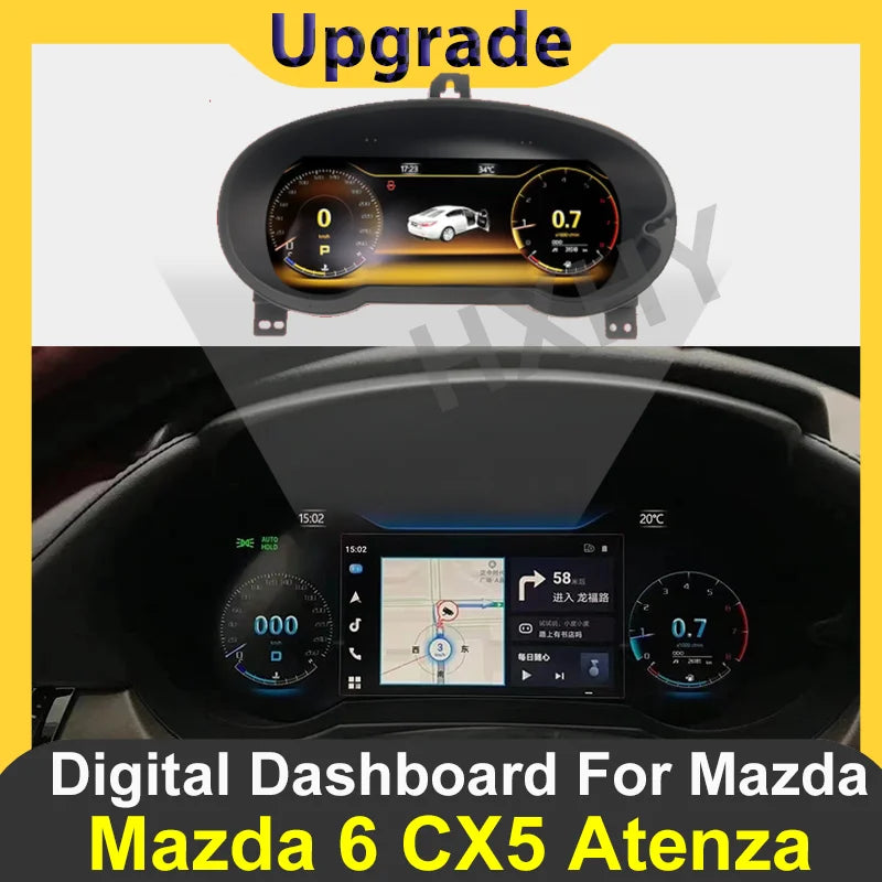 Accessoire Mazda 3 vue de face, tableau de bord numérique installé