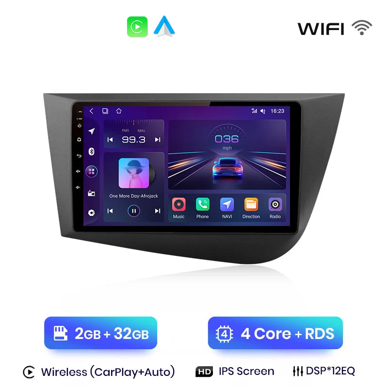 Autoradio 2 DIN Seat Leon 2 Android CarPlay sans fil