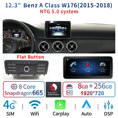 Autoradio Android 12,3'' pour Mercedes Classe A, CLA, GLA
