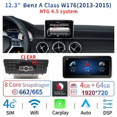 Autoradio Android 12,3'' pour Mercedes Classe A, CLA, GLA