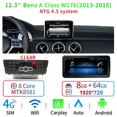 Autoradio Android 12,3'' pour Mercedes Classe A, CLA, GLA