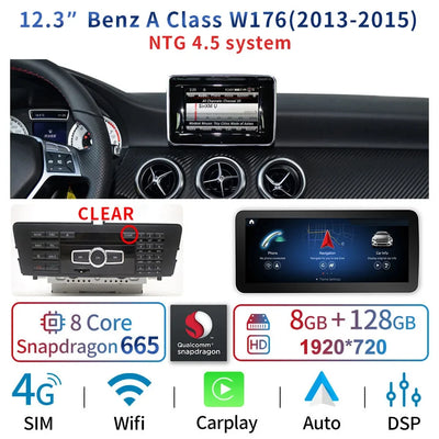 Autoradio Android 12,3'' pour Mercedes Classe A, CLA, GLA