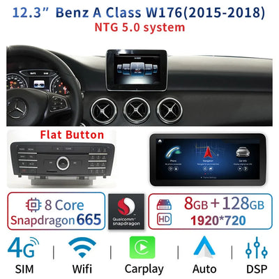 Autoradio Android 12,3'' pour Mercedes Classe A, CLA, GLA