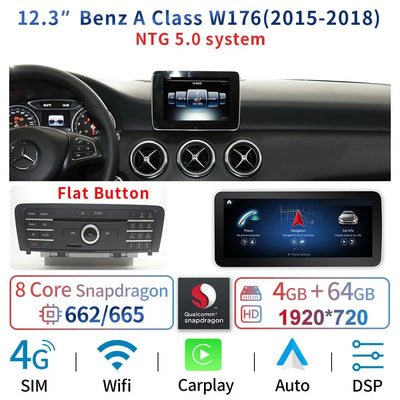Autoradio Android 12,3'' pour Mercedes Classe A, CLA, GLA