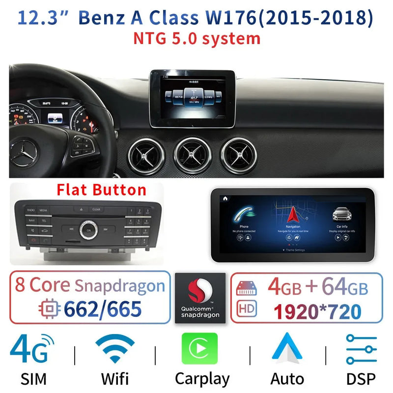 Autoradio CarPlay Mercedes Classe A W176, CLA C117, GLA X156 (2013-2018) – Écran 12,3 pouces, 4G, vue 38