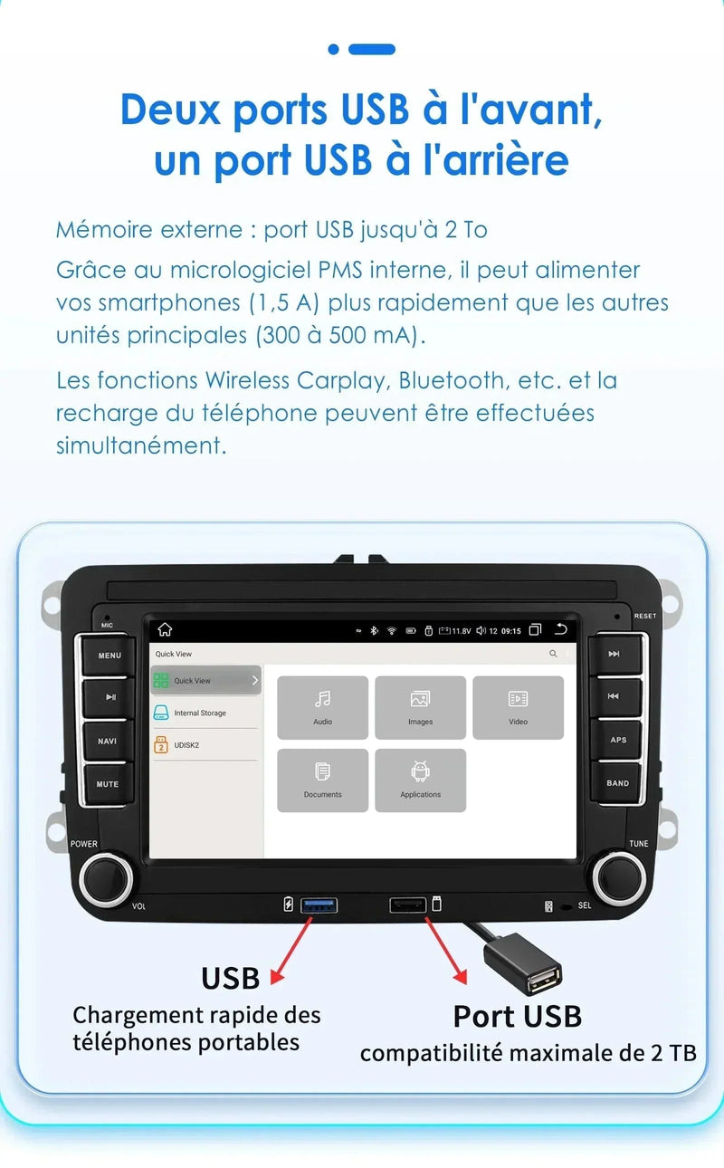 Autoradio CarPlay Volkswagen Passat B6 B7 CC (2005-2013) – Écran 7 pouces, Android 10, vue 7