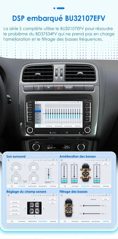 Autoradio Tactile Android Auto Apple CarPlay pour VW Passat 2005-2013