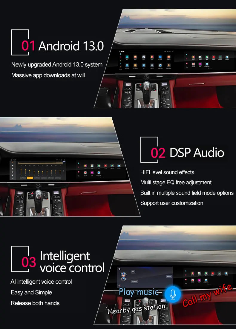 Autoradio CarPlay Porsche Panamera 970 (2010-2016) – Double Écran 12,3 + 11 Pouces, 8 Go / 128 Go, vue 15