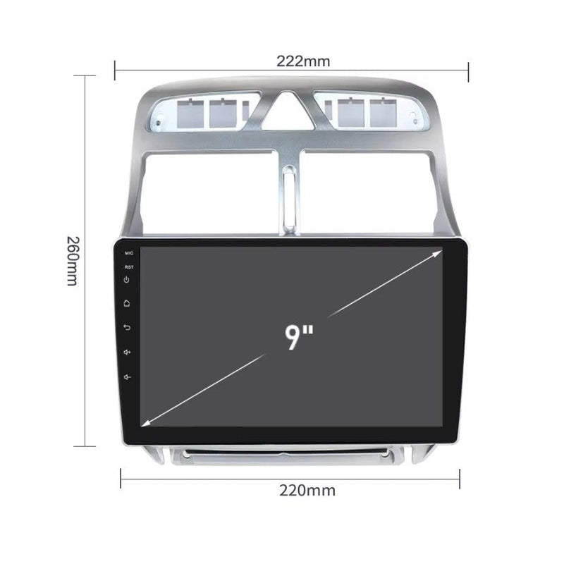 Autoradio CarPlay Peugeot 307 (2001-2008) – Écran 9 Pouces, Phase 1 et 2, vue 3
