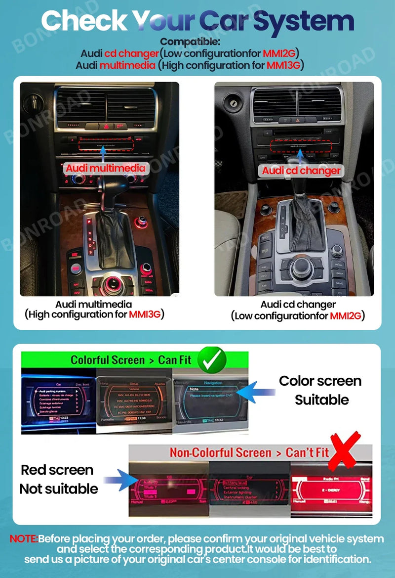 Autoradio CarPlay Audi Q7 4L (2005-2015) – Écran 10,25 pouces, Linux, MMI 2G ou 3G, vue 4
