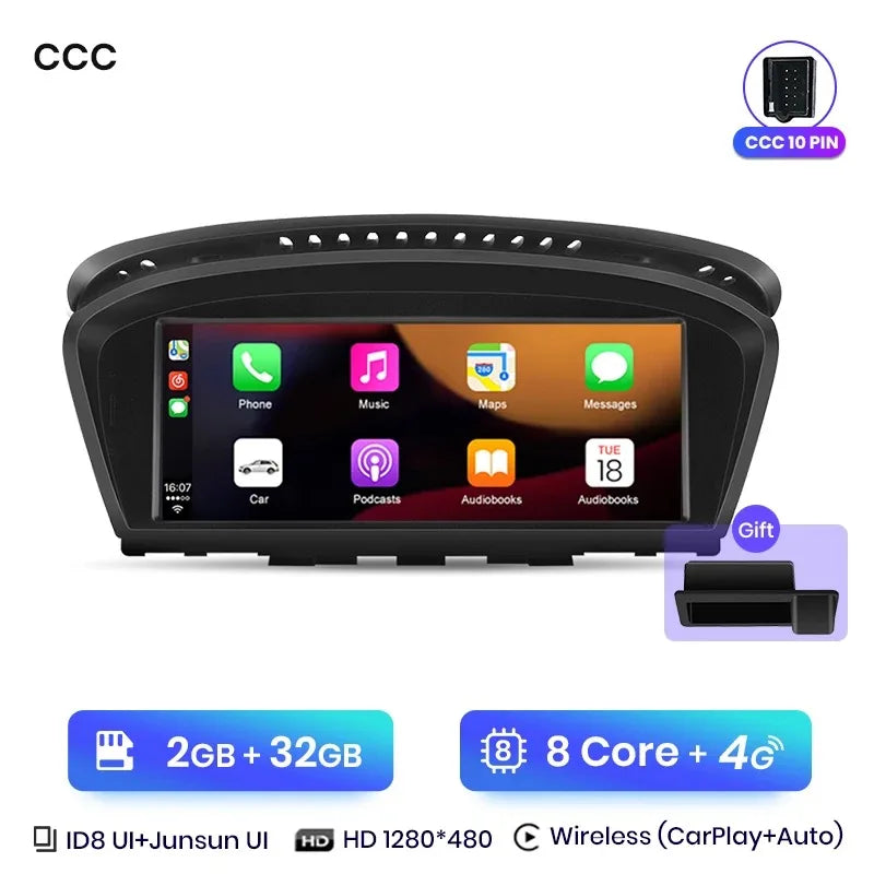 Autoradio BMW E60 CarPlay sans fil CCC 8 cœurs Android Auto