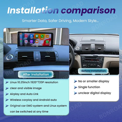 Autoradio Tactile 10,25 pouces CarPlay pour BMW Série 1 E8x