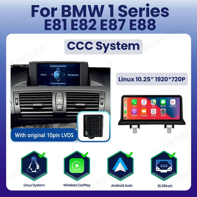 Autoradio Tactile 10,25 pouces CarPlay pour BMW Série 1 E8x