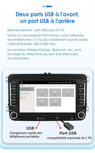 Autoradio CarPlay Android Auto pour VW Amarok 2010-2013