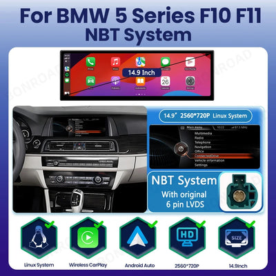 Autoradio CarPlay BMW Série 5 F10 F11 14.9 Pouces